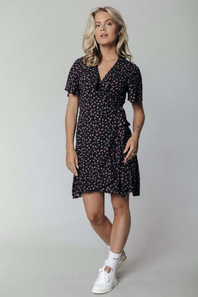Colourful Rebel - Maat M -Telsi Ditzy Flower Mini Ruffle Wrap Jurk