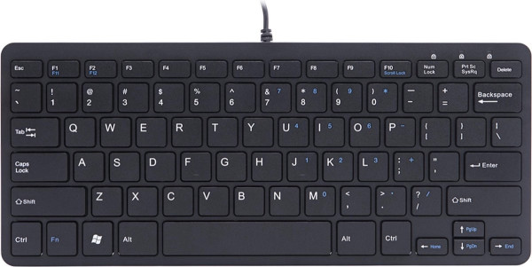 R-Go Compact Toetsenbord, QWERTY (US), Ergonomisch en Ultradun, Zwart, Met draad