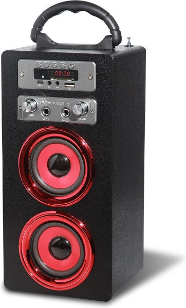 Pure acoustics MCP20BLRD - Portable karaoke systeem met bluetooth, USB, SD en FM radio - zwart