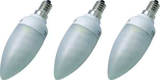 PROLIGHT spaarlamp kaars - 3 stuks - E14 - 230V - 9W - warm wit