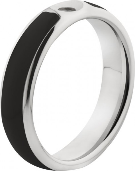 Melano Twisted Tracy resin ring - dames - stainless steel+ black resin - 5mm - Maat 19.50