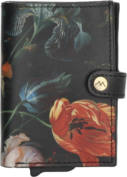 Hide & Stitches Masterpiece Creditcard etui - Stillleven bloemen - 100% Leer