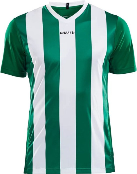 Craft Progress Stripe Shirt Korte Mouw Maat M - Heren - Groen / Wit
