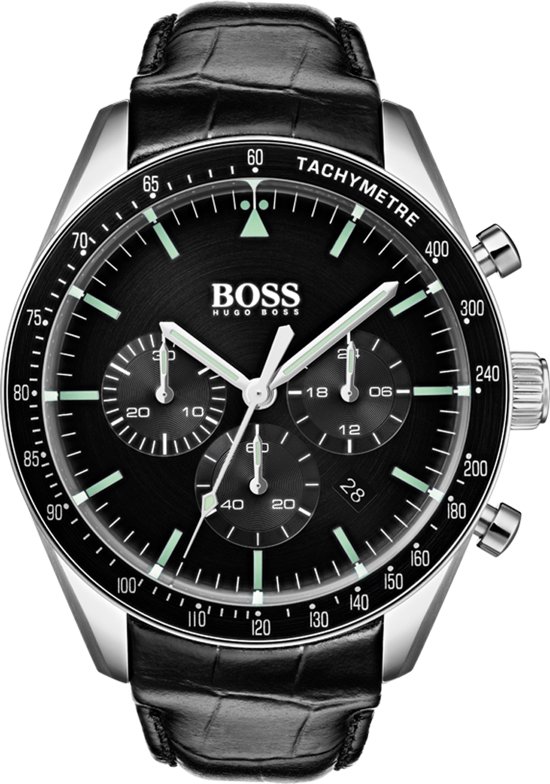 Hugo BOSS Trophy HB1513625 Polshorloge - Leer - Zwart - Ø 44 mm