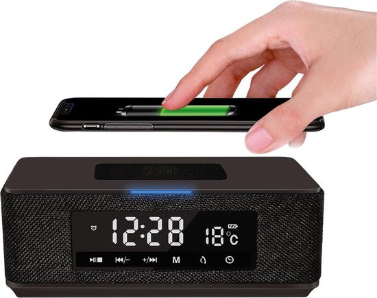 Platinet PMGQ15B - Draagbare Stereo Bluetooth Speaker met wekker en belfunctie - FM-Radio - Bluetoot