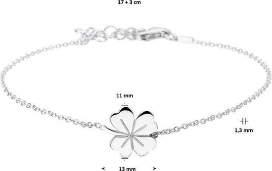 The Jewelry Collection - Armband Klaver 1,0 mm 17 + 3 cm - Zilver