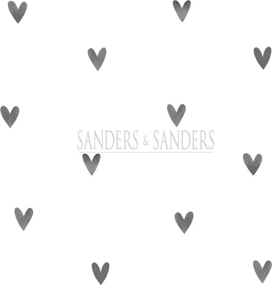 Sanders & Sanders behang hartjes zwart en wit - 935267