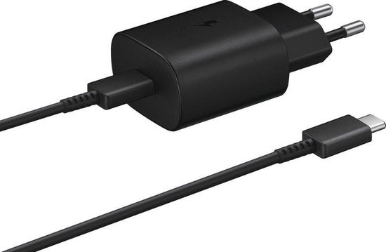 Samsung PD 25W Wall charger + cable- USB-C Snellader - Black