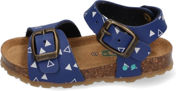 Bunnies JR - maat 21- Bonny Beach Jongens Sandalen - Blauw/Print - Leer - Gesp