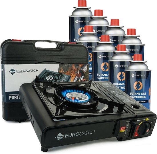 Eurocatch Outdoor - Kooktoestel op Gas - incl. 8 Butaan Gasbussen - Gas Stove - Camping Kooktoestel