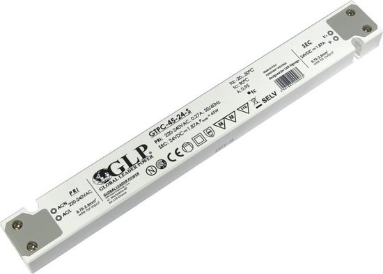 LED voeding 30 watt 24 volt 1,25 Ampère - IP20 - compact - GLP - GTPC-30-24-S