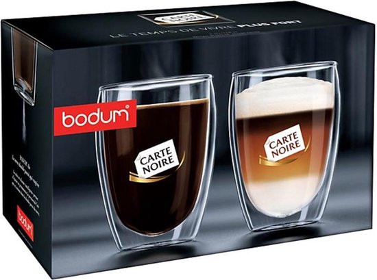 Bodum Theeglazen - Dubbelwandige Koffieglazen - 350 ml - 2 stuks - Carte Noire