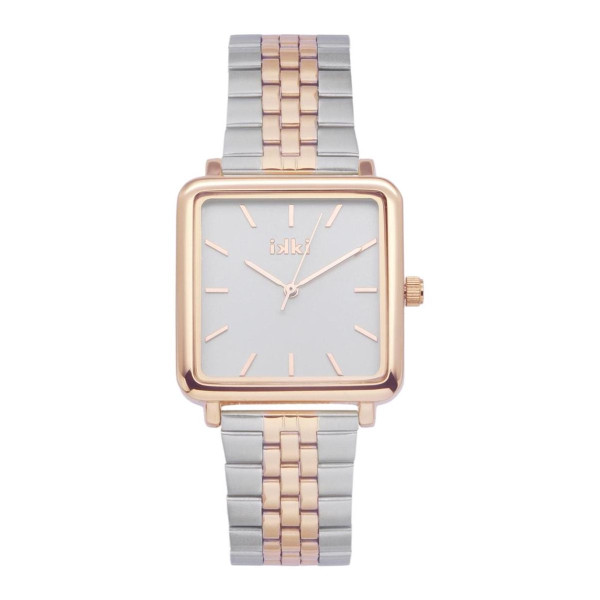 IKKI TENZIN TE15 Dames Horloge – RVS - 3ATM Waterdicht - Zilver - Rosé Goud