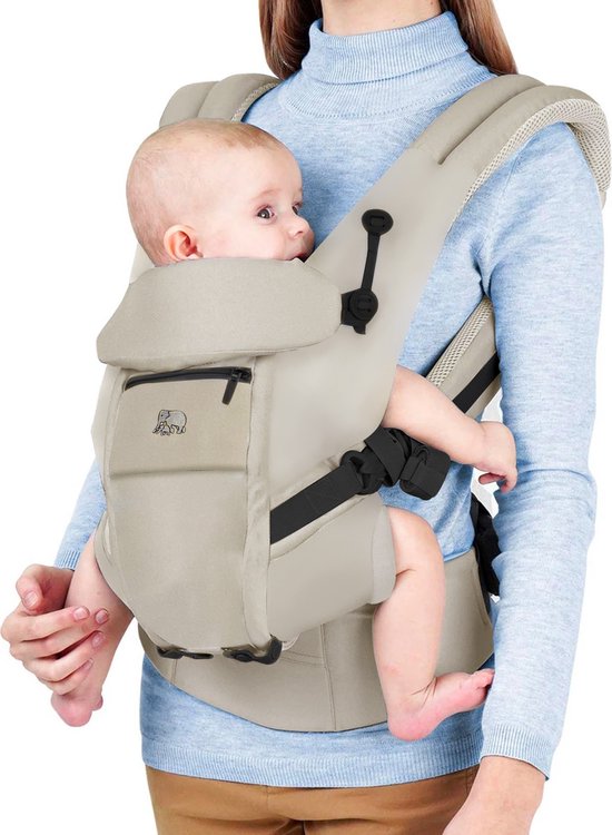 Deryan Ergonomische Draagzak - Buikdrager 4-in-1 Cream