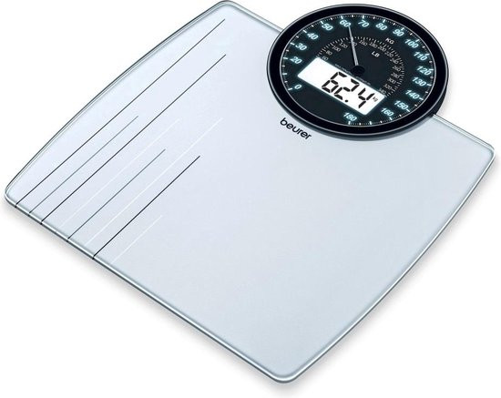 Beurer GS 58 Personenweegschaal - Rond analoog + digitaal cockpit display / wit verlicht - Quick sta