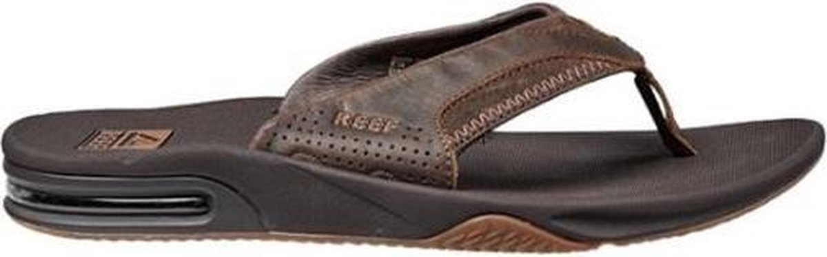Reef Leather Fanning Maat 37.5 Heren Slippers Dark Brown DGM Outlet