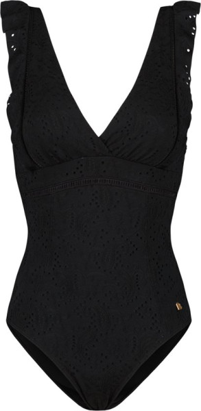 Beachlife - Maat 75D Black Embroidery ruches badpak - dames