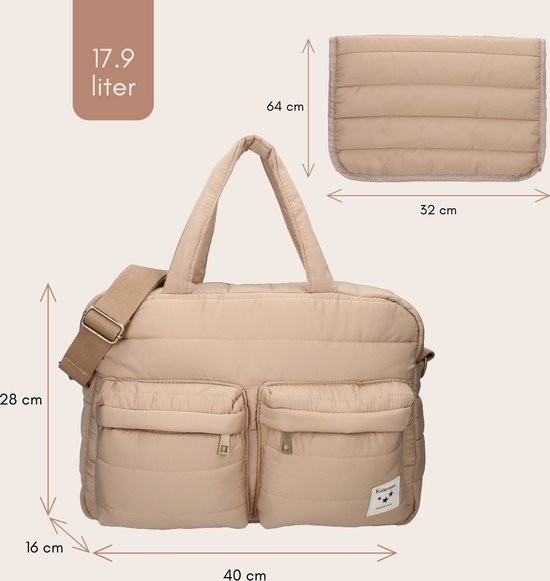 Kidzroom Care Gracious Luiertas - Beige - Verschoonmatje - Verstelbare schouderband - Ophanglussen k