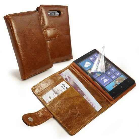 Vintage Leather Wallet-Style Case Cover (inc screen protector) for Nokia Lumia