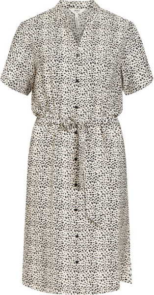 Object - Maat 42 - OBJSELINE S/S SHIRT DRESS NOOS Dames Jurk Sandshell Black Dots
