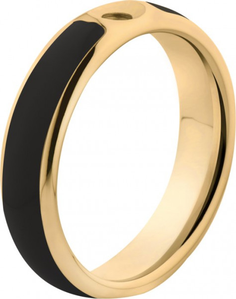Melano Twisted Tracy resin ring - dames - goldplated + black resin - 5mm - maat 15.25