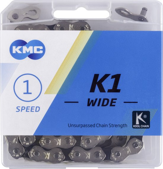 KMC K1 fietsketting 1/2x1/8 112 schakels zilver/zwart in doosje