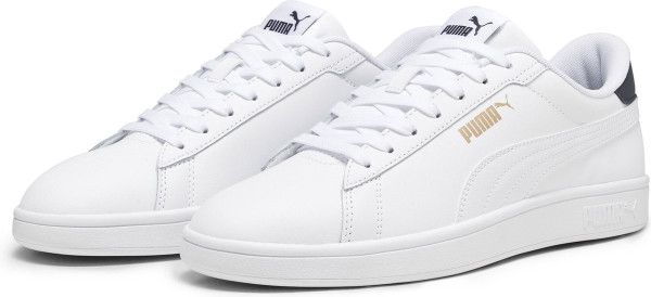 PUMA Puma Smash 3.0 L - maat 43 - Unisex Sneakers - PUMA White-PUMA Navy-PUMA Gold