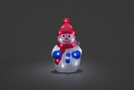 Konstsmide 6140 - Verlicht kerstfiguur - 24 lamps LED acryl sneeuwpop - 18.5x31cm - 6u timer - op ba