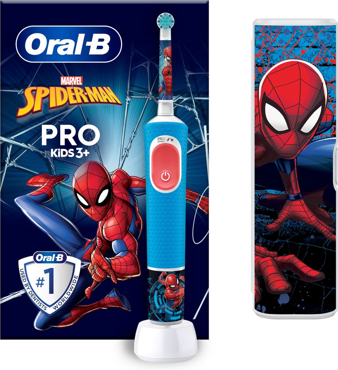 Oral-B Pro Kids Elektrische Tandenborstel - Spiderman Editie inclusief Reisetui - Voor Kinderen Vana