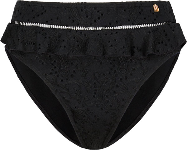 Beachlife - Maat 38 - Black Embroidery High Waist bikinibroekje