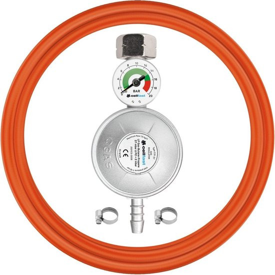 Cellfast Gasregelaar met manometer, slang 2 x band KIT