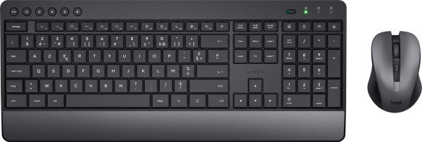 Trust Trezo draadloze deskset, uit gerecycleerd kunststof (azerty)