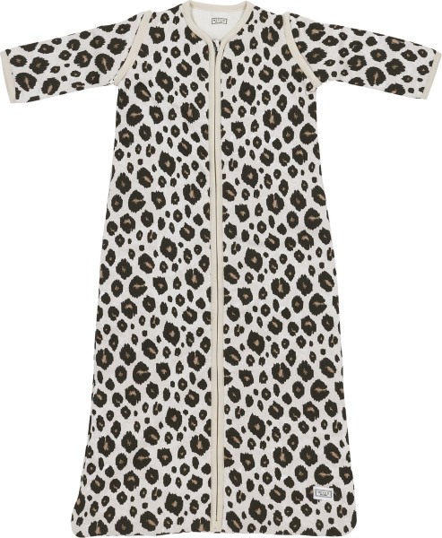 Meyco - 110 cm - Baby Leopard baby slaapzak met afritsbare mouwen - sand melange