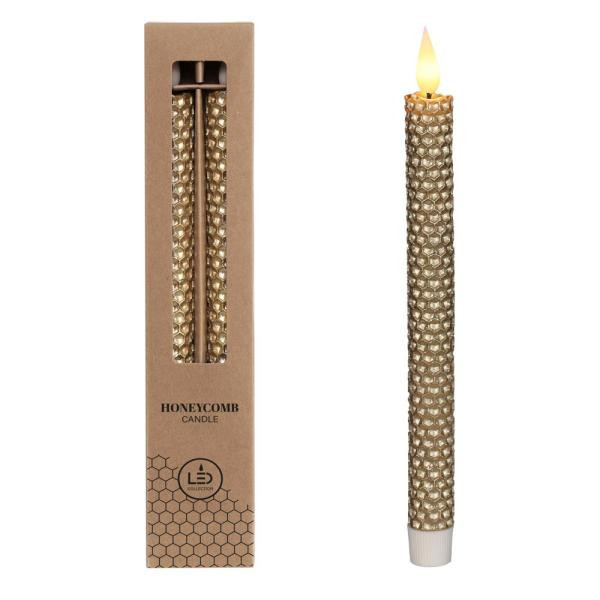 LED honeycomb kaars Gold set van 2