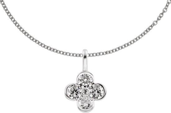 Diamonfire - Zilveren collier met hanger 45 cm - Bloem - 4 blaadjes