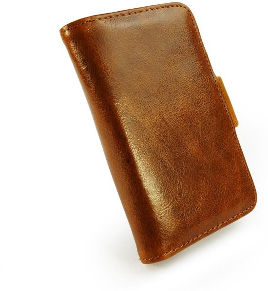 Koopjeshoek Vintage Leather Wallet-Style Case Cover for Apple iPhone 4S / 4 - bruin - gratis Screen