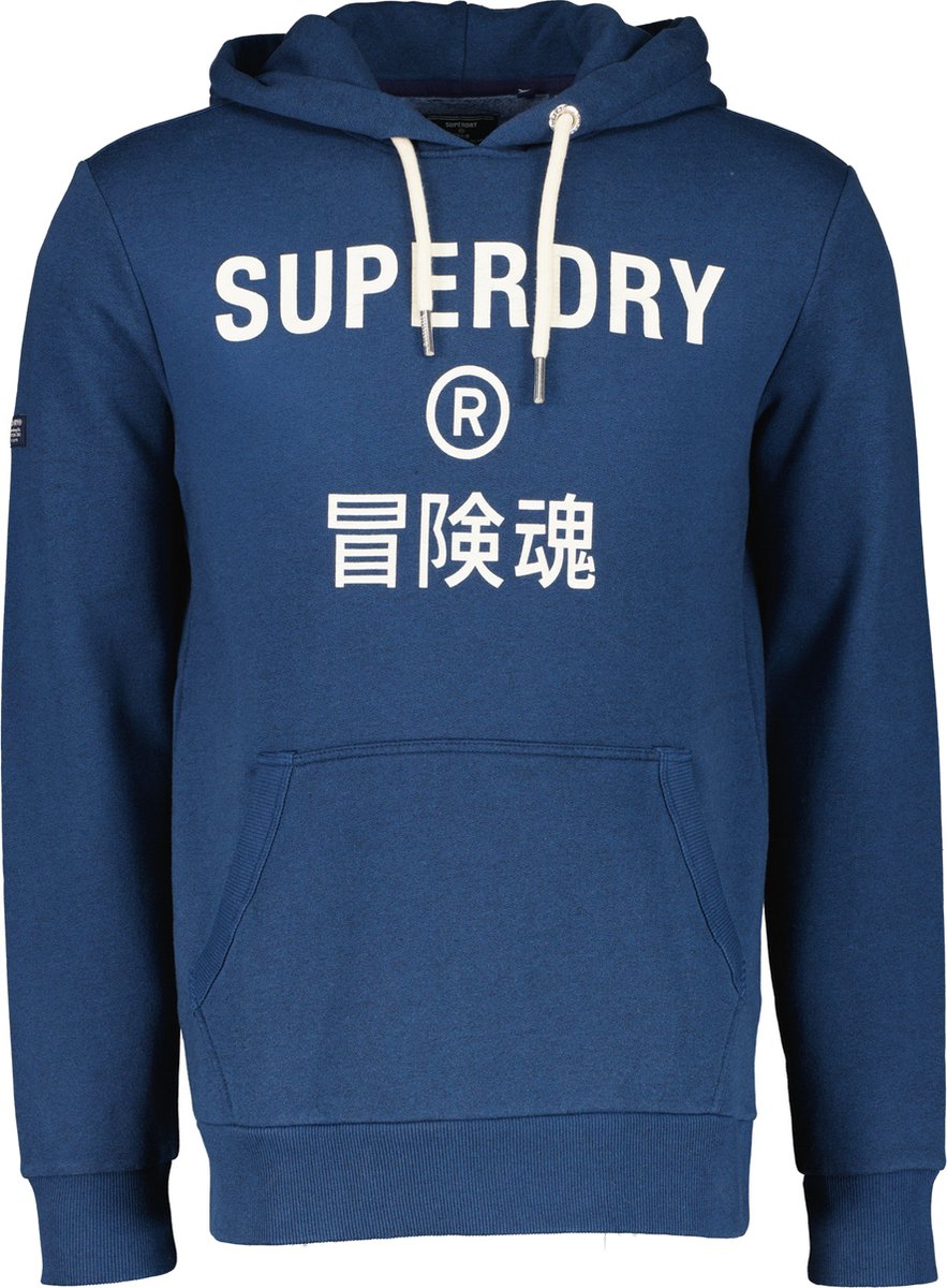 In applaus R Superdry - Maat L - Hoodie Logo Navy Blauw - Comfort-fit | DGM Outlet