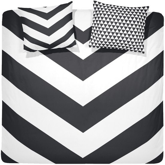 incompleet : Damai Dekbedovertrekset katoen 240 x 200/220 cm chevron black