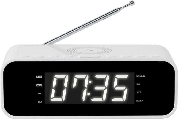 Thomson CR221I - Wekkerradio - Dubbel alarm - Inductie Telefoon oplader - Wit