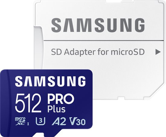 Samsung PRO Plus - Micro SD Kaart - Inclusief SD Adapter - 180 & 130 MB/s - 512 GB