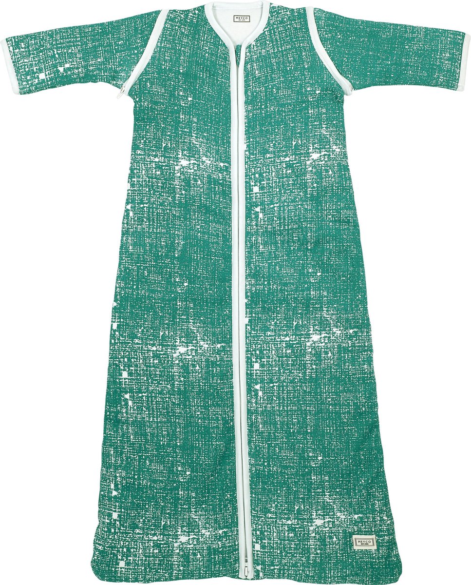 Meyco Fine Lines babyslaapzak met afritsbare mouw gevoerd - 90 cm - Emerald green