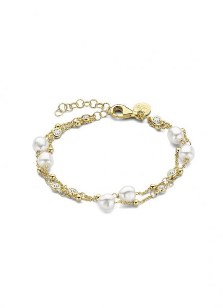 Casa Jewelry Armband Pruts Pearl Duo Goud Verguld - 16 cm met 3 cm