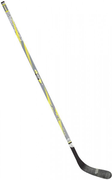 Nijdam IJshockeystick Hout/Glasfiber Jr - 137 cm - Grijs/Fluorgeel/Zilver/Zwart - Rechts