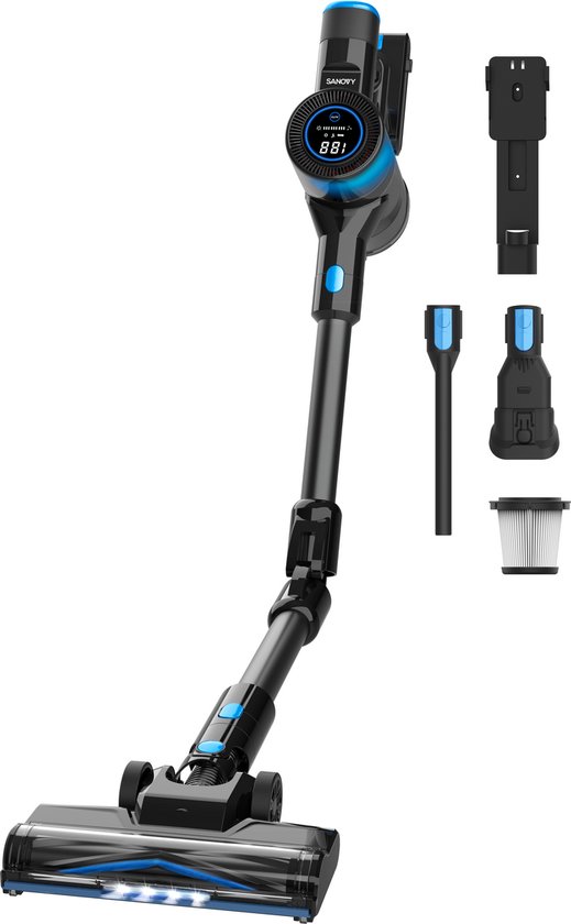 Sanovy Turbo Flex X28 Steelstofzuiger Draadloos - Zonder Zak - Op Accu - 350W - 28Kpa - Met Opzetstu