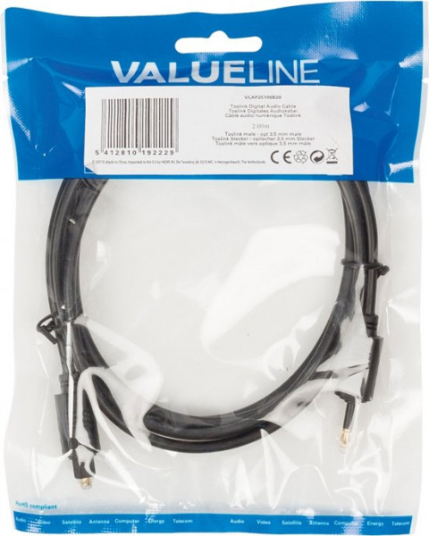 Valueline Audiokabel TosLink Male - Optisch 3.5 mm