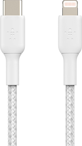 Belkin Braided iPhone Lightning naar USB-C kabel - 2m - Wit