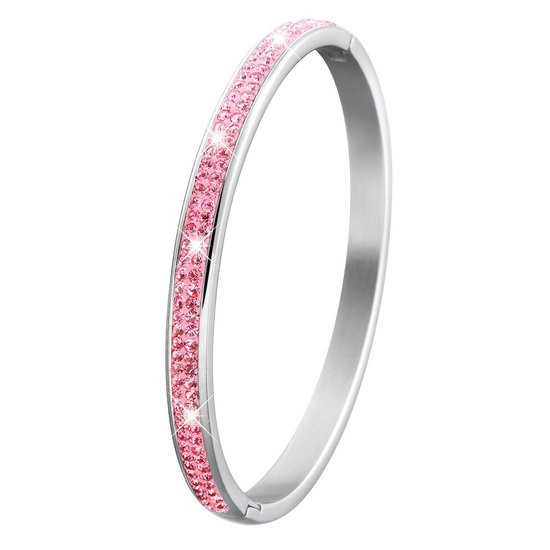 Yolora - Meisjes Bangle met plating - Ovaal - Lichtroze Kristal