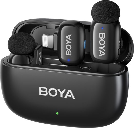 Boya MINI 15 | 2.4 GHz Ultra-Mini Wireless Microphone (Black, Lightning, voor iPhone) | 2TX + 1RX