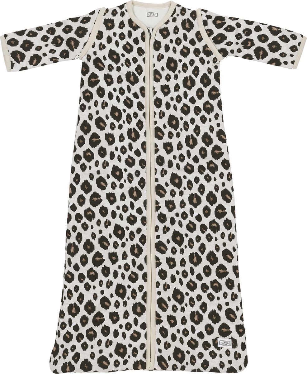 Meyco  110 cm - Baby Leopard baby slaapzak met afritsbare mouwen - sand melange