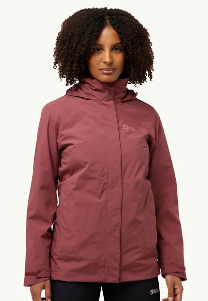 Jack Wolfskin Maat L MOONRISE 3IN1 JKT W Dames Outdoorjas - red ochre